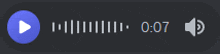 a gray background with a play button and a sound icon that says 0:07