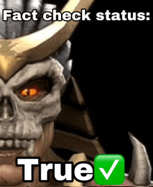 a picture of a skull with horns and the words " fact check status true " below it