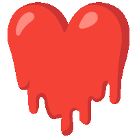 a red heart with liquid dripping out of it on a white background