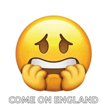 a yellow smiley face with the words come on england written below it