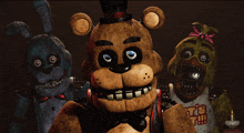 a group of five nights at freddy 's characters are posing for a picture