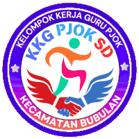 a colorful logo for kkg pjok sd with a handshake