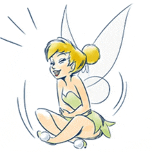 a drawing of tinkerbell from tinkerbell sitting down