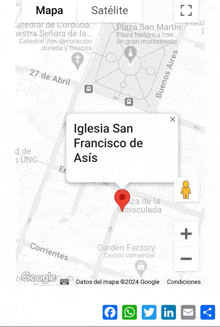 a black and white map shows the location of iglesia san francisco de asis