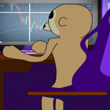 a cartoon drawing of a meerkat sitting in front of a computer monitor