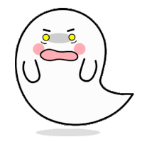 a cartoon ghost with a rainbow in its mouth