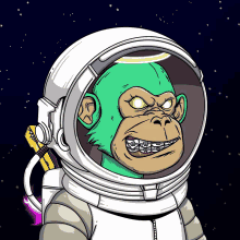 a cartoon drawing of a gorilla wearing braces and a helmet