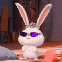 a cartoon bunny wearing sunglasses and a tiara