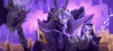 a monster with purple eyes and a purple background