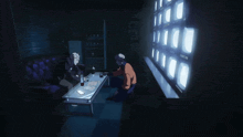 a dark room with a vending machine that says ' coca cola ' on the side