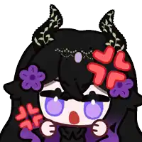 a cartoon drawing of a girl with flowers and horns