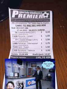 sportska kladionica premier sports betting ticket