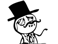 a cartoon character with a top hat and mustache is making a funny face .