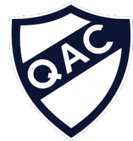 a blue and white shield with qac written on the side