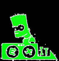 bart simpson is wearing a mask and sitting on a green speaker .