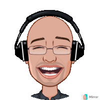 a caricature of a man wearing headphones and glasses