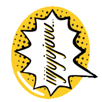 a yellow circle with black dots and a speech bubble that says ' iiyj ' on it