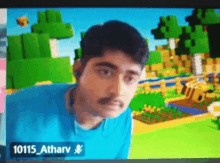 a man with a mustache is playing a video game with the username 10115_athav