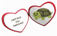 a red heart with a picture of a turtle and the words " carl-bot my beloved "