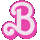 the letter b is pink and white with a swirl .