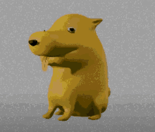 a pixel art of a yellow dog sticking its tongue out