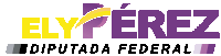 a logo for ely perez diputada federal in purple and yellow