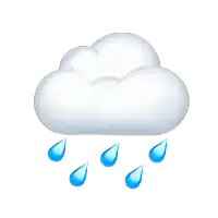 an emoji of a cloud with rain drops falling from it