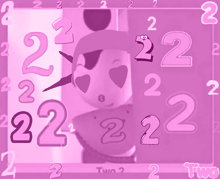 a pink background with numbers and the word two