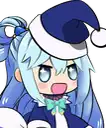 a cartoon girl with blue hair is wearing a santa hat and a bow tie .