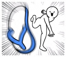 a cartoon of a man kicking a pair of flip flops .