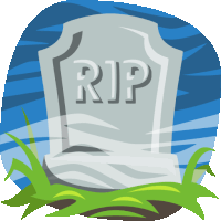 a cartoon drawing of a gravestone that says rip