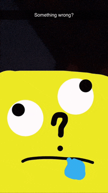 a yellow cartoon face with a question mark and a tear coming out of it