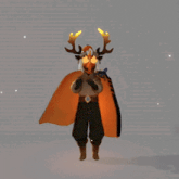 a person with antlers on their head is wearing a cape