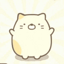 a cartoon cat is surrounded by hearts on a beige background .