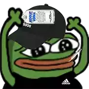 a cartoon frog wearing a black hat with a can of absolut vodka on top of it .