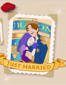 a picture of a prince and princess that says just married on the bottom