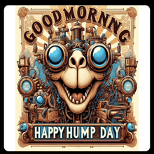 a poster that says " good morning happy hump day " on it