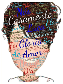 a heart made up of words including " casamento " and " foi gloria "