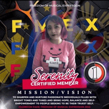 a serenity certified member is featured on a poster