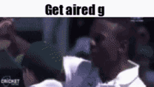 a pixelated image of a man with the words get aired g on top