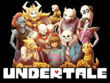 a group of undertale characters standing next to each other .