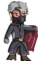 a drawing of a man wearing a mask and a red cape