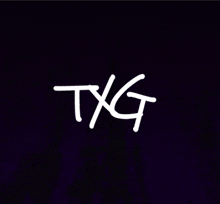 a white txg logo on a dark background