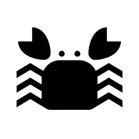 a black and white crab with a white background