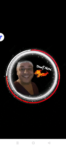 a picture of a man in a circle that says saint alex on it