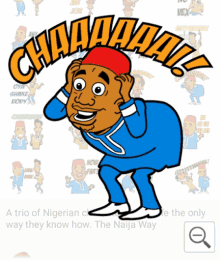 a cartoon of a man wearing a red hat with the words chaaaaaah written above him