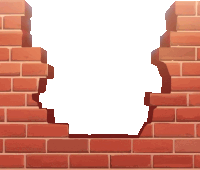 a brick wall with a hole in the middle