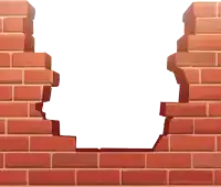 a brick wall with a hole in the middle