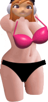 a cartoon character in a pink bra and black panties