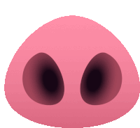 a pink pig 's nose with two black holes in it